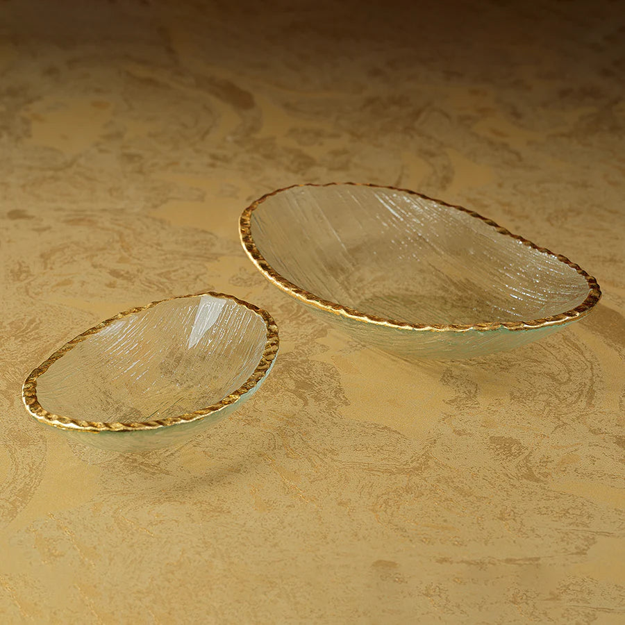 Zodax Clear Textured Bowl w/Jagged Gold Rim