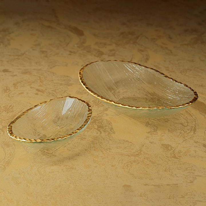 Zodax Clear Textured Bowl w/Jagged Gold Rim