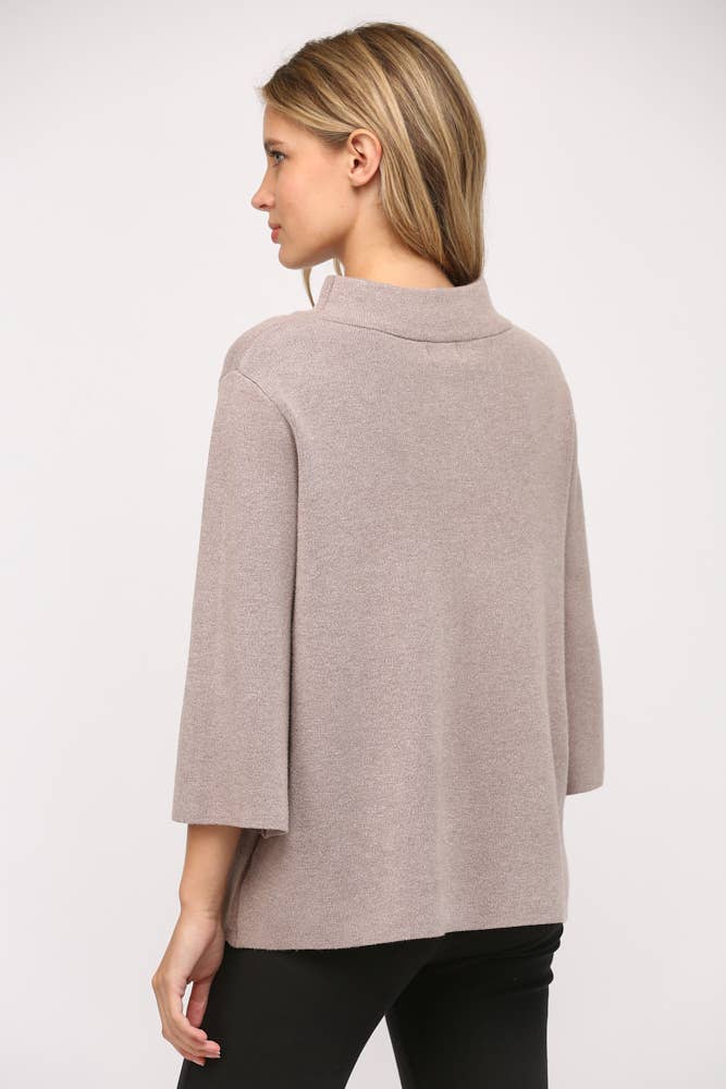 Mock Neck Pull Over Sweater/Bell Sleeve