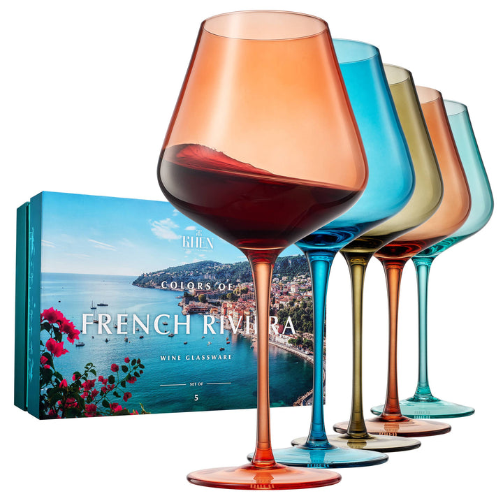 Colors of the French Riviera, Wine Glasses | 5 Set