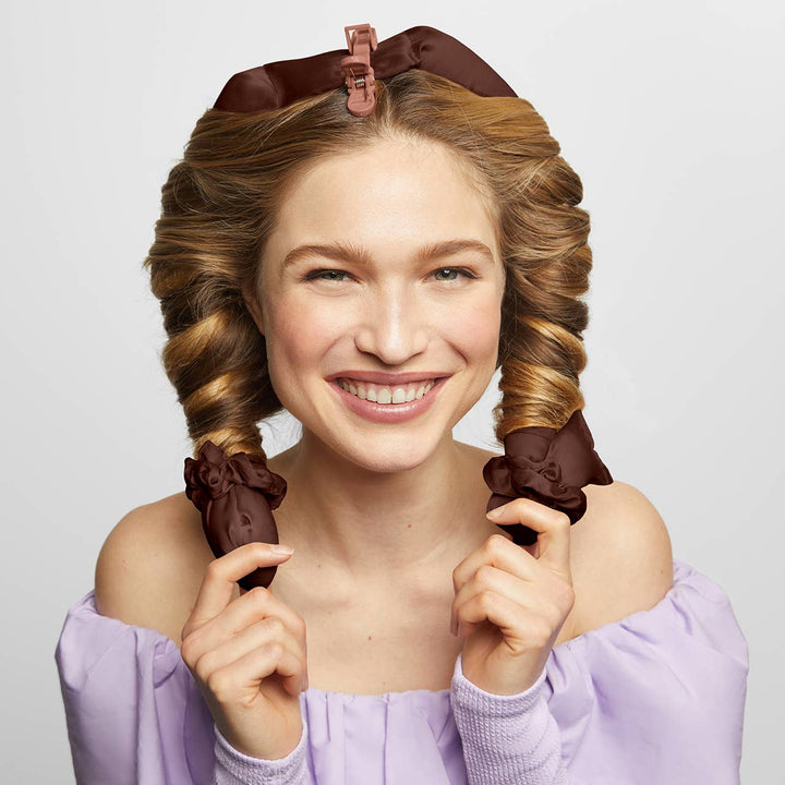 KITSCH XL Satin Heatless Curling Set - Chocolate