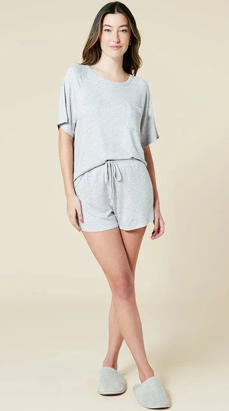 Softies Dream Slouchy Tee Top with Shorts Lounge Set in Grey