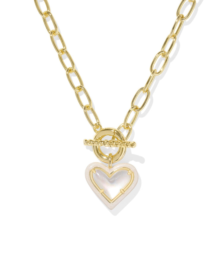 Kendra Scott Ari Heart Enamel Frame Link And Chain Necklace - Gold