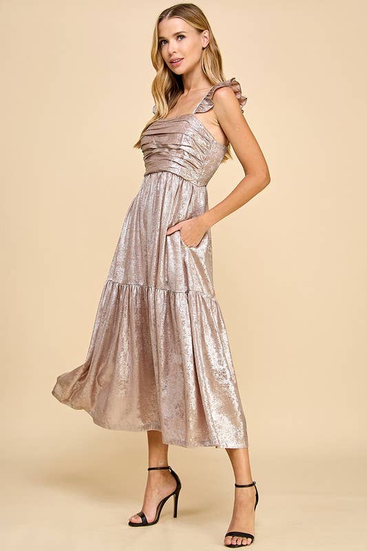 Metallic Ruched Detail Dress