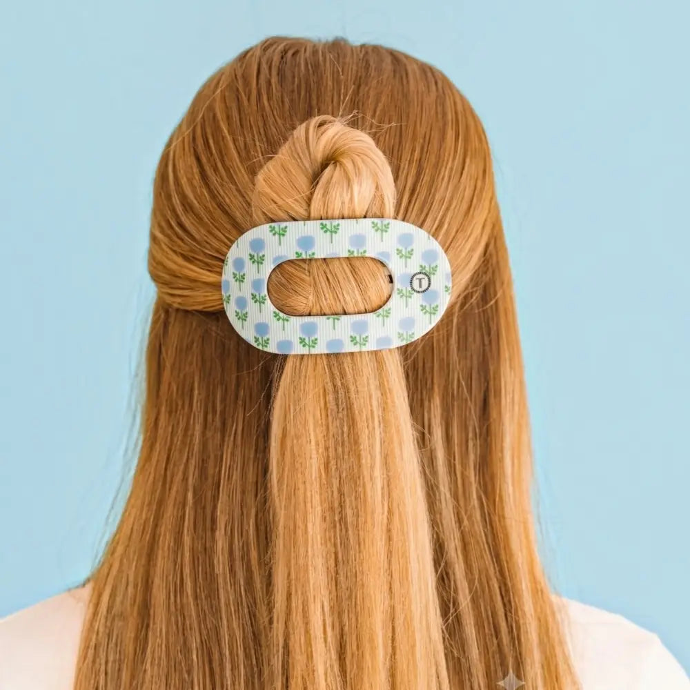TELETIES - Flat Round Hair Clip | Medium | Blue Marigold