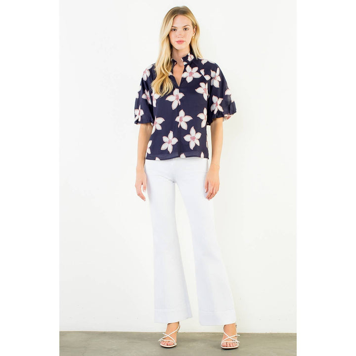 Flower Puff Sleeve Top