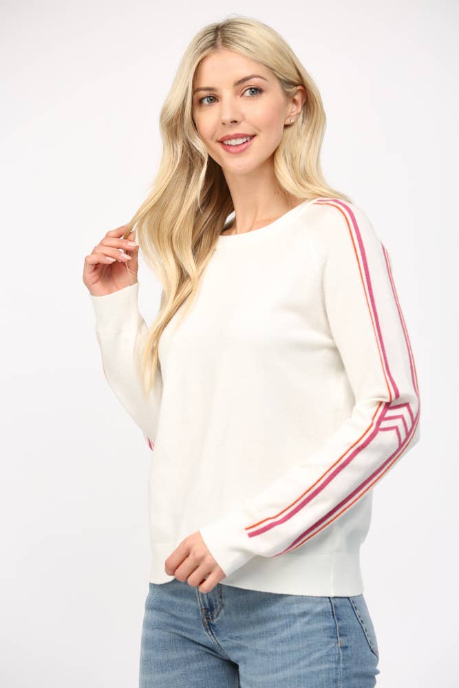 Stripe Detail Crew Neck Sweater