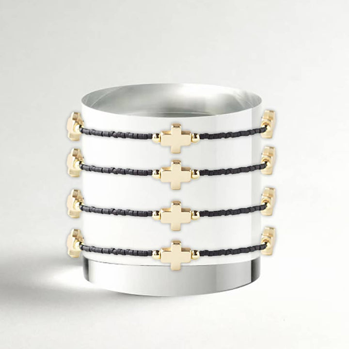 Lenny & Eva - Faithful Cross Bangle-Black