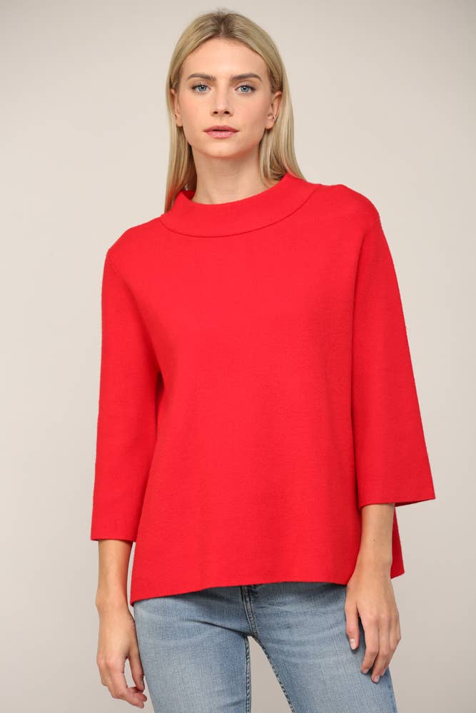 Mock Neck Pull Over Sweater/Bell Sleeve