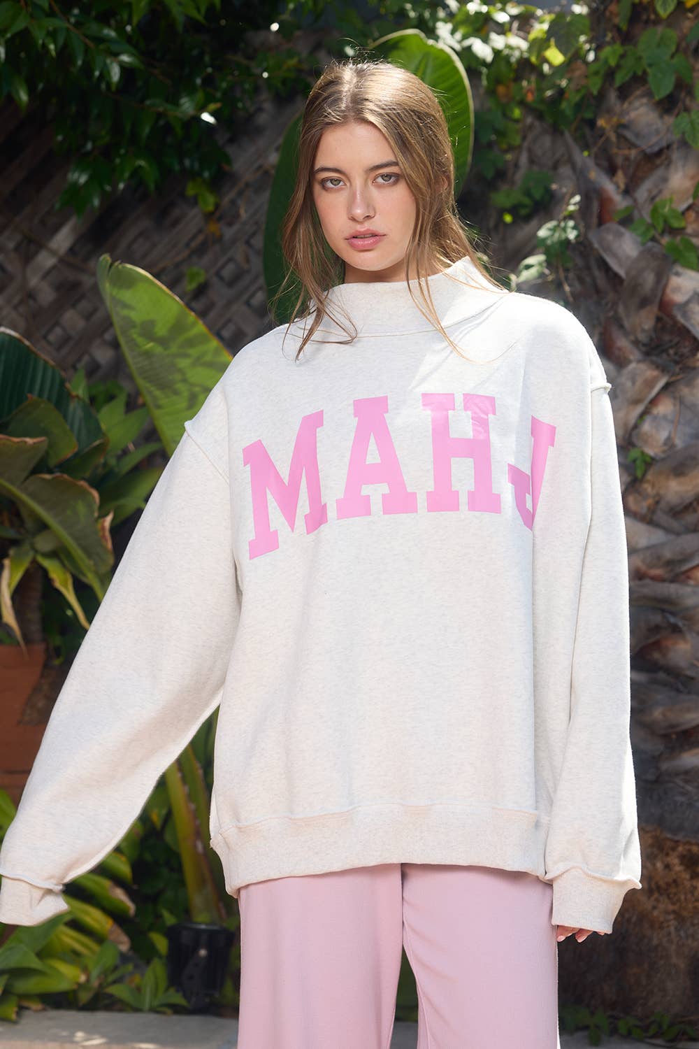 MAHJONG  Reversible "MAHJ"&"BAM" Mock Neck Sweatshirt