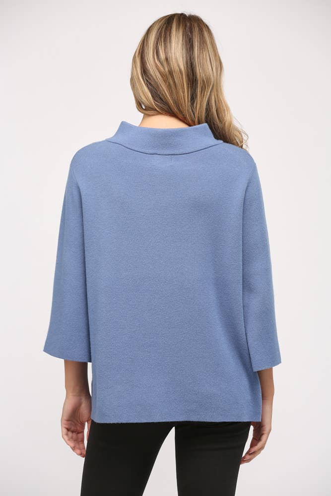 Mock Neck Pull Over Sweater/Bell Sleeve