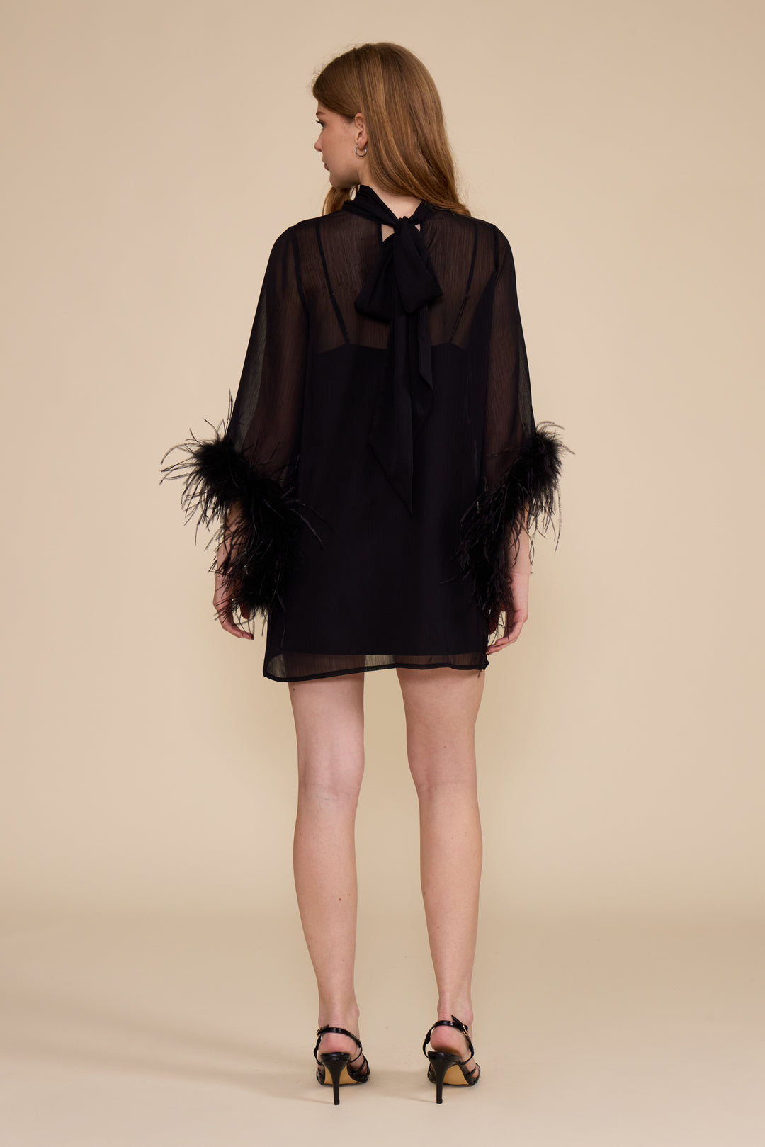 DR5916 HARLEY FEATHER TRIM DRESS