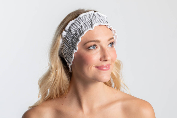 Bella Sleep + Spa - Seersucker Spa Headband - Black