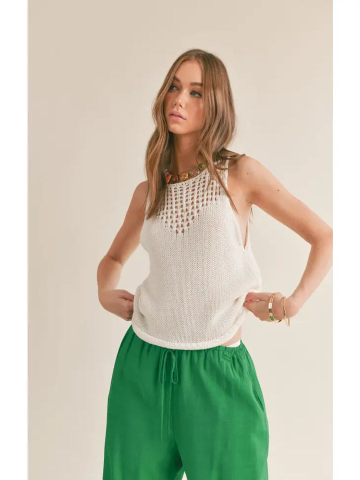 The Breeze Open Knit Neck Detail Sweater Tank