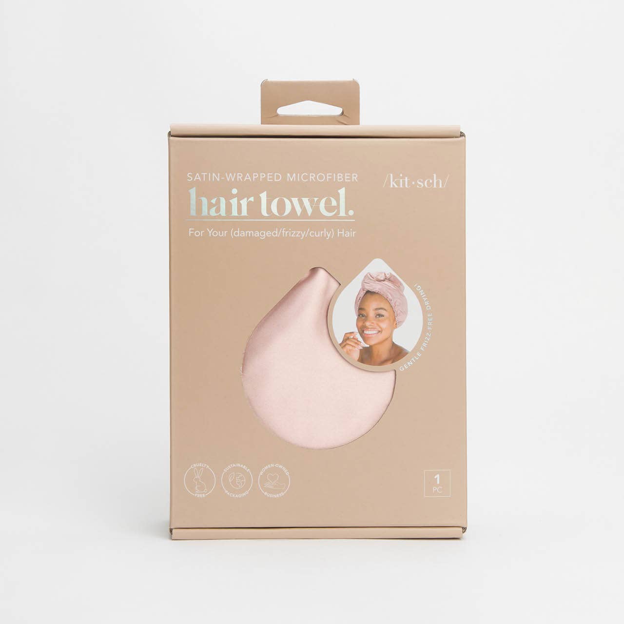 KITSCH - Satin-Wrapped Hair Towel - Blush