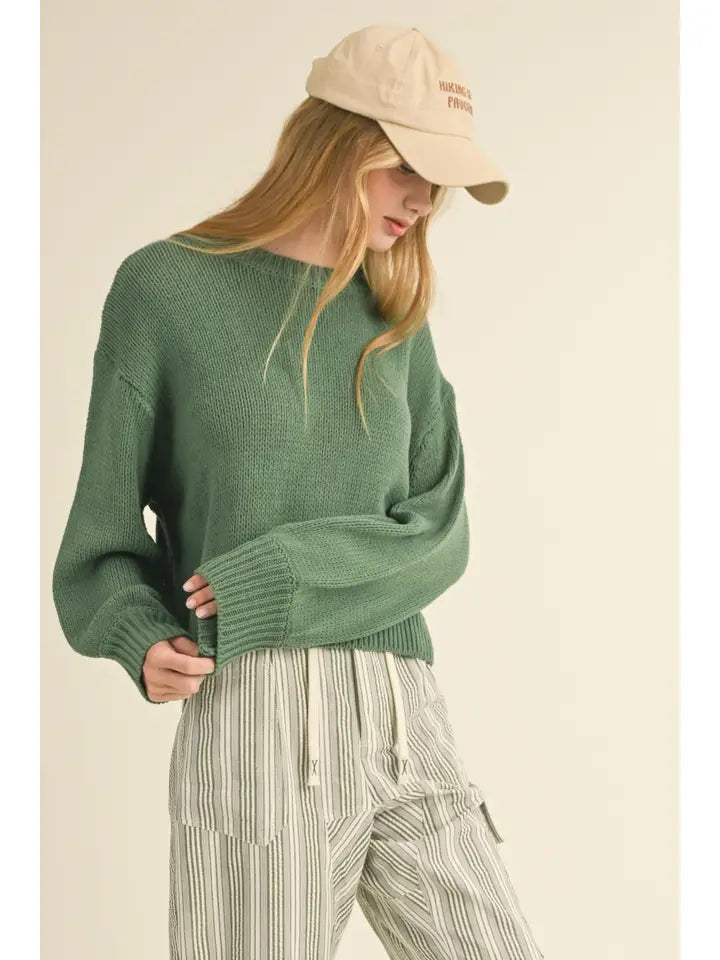 Ballon Sleeve Sweater Top