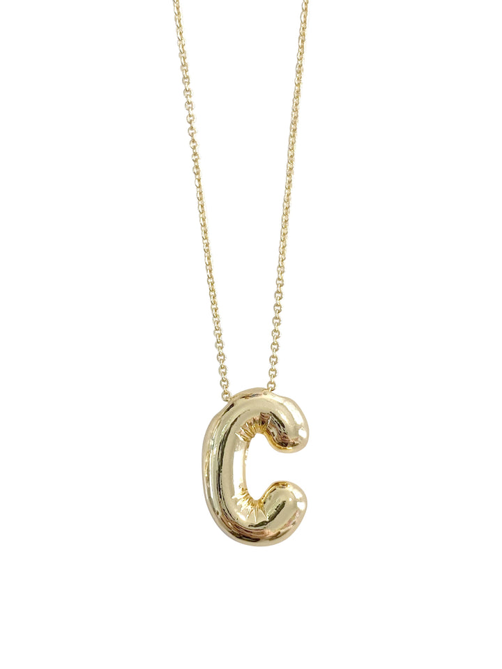 Bubble Initial Gold Necklace