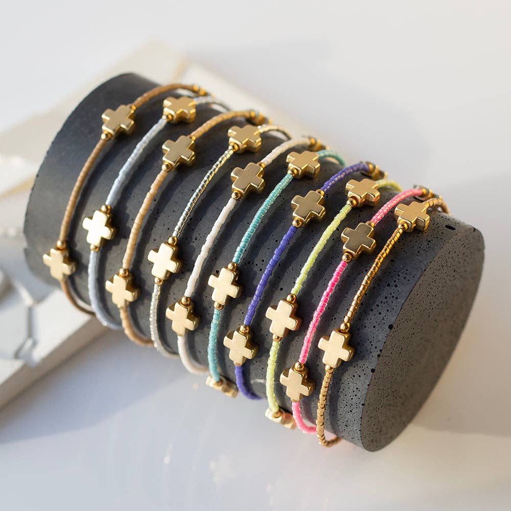 Lenny & Eva - Faithful Cross Bangle-Gold