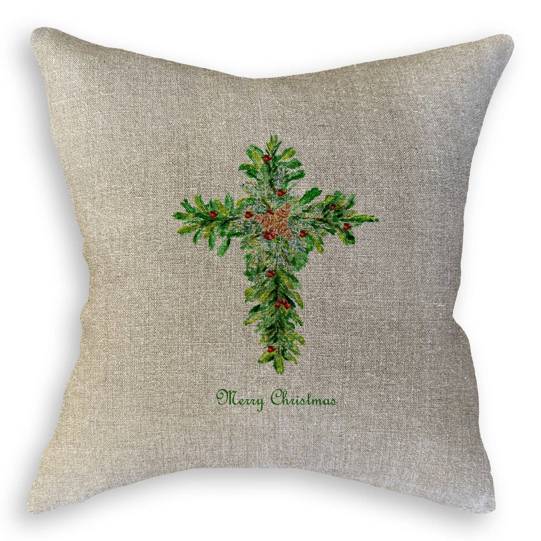 Christmas Cross with Red Berries Towel