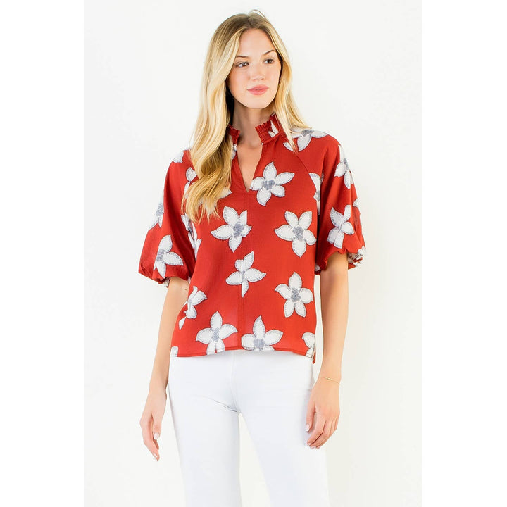 Flower Puff Sleeve Top