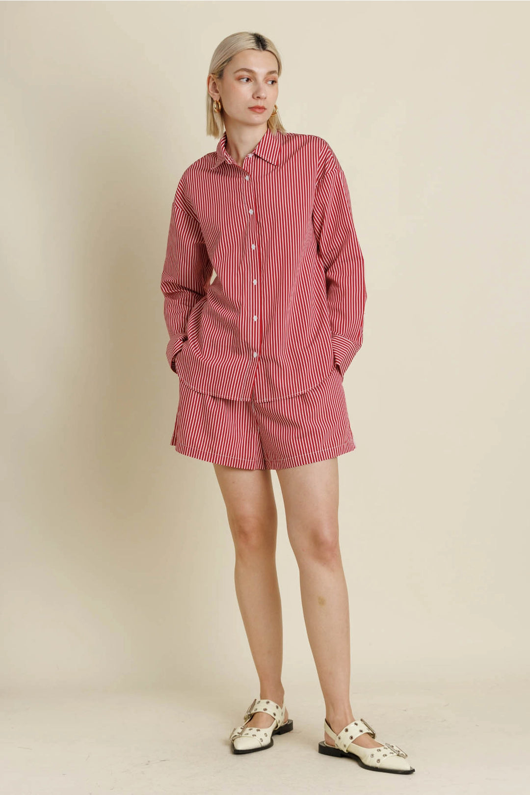 STRIPED BUTTON UP SHIRT