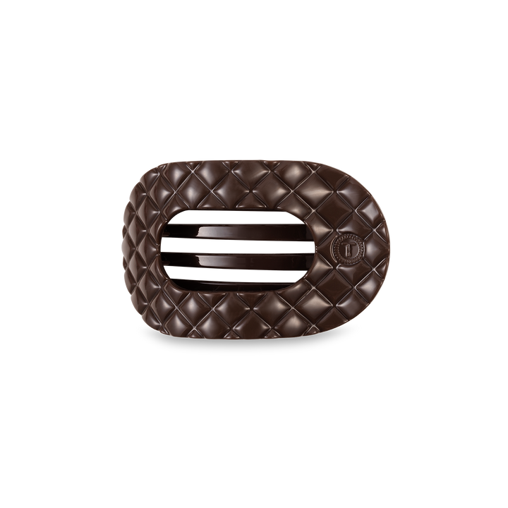 TELETIES - Flat Round Hair Clip | Small | Truly Taupe Quilted