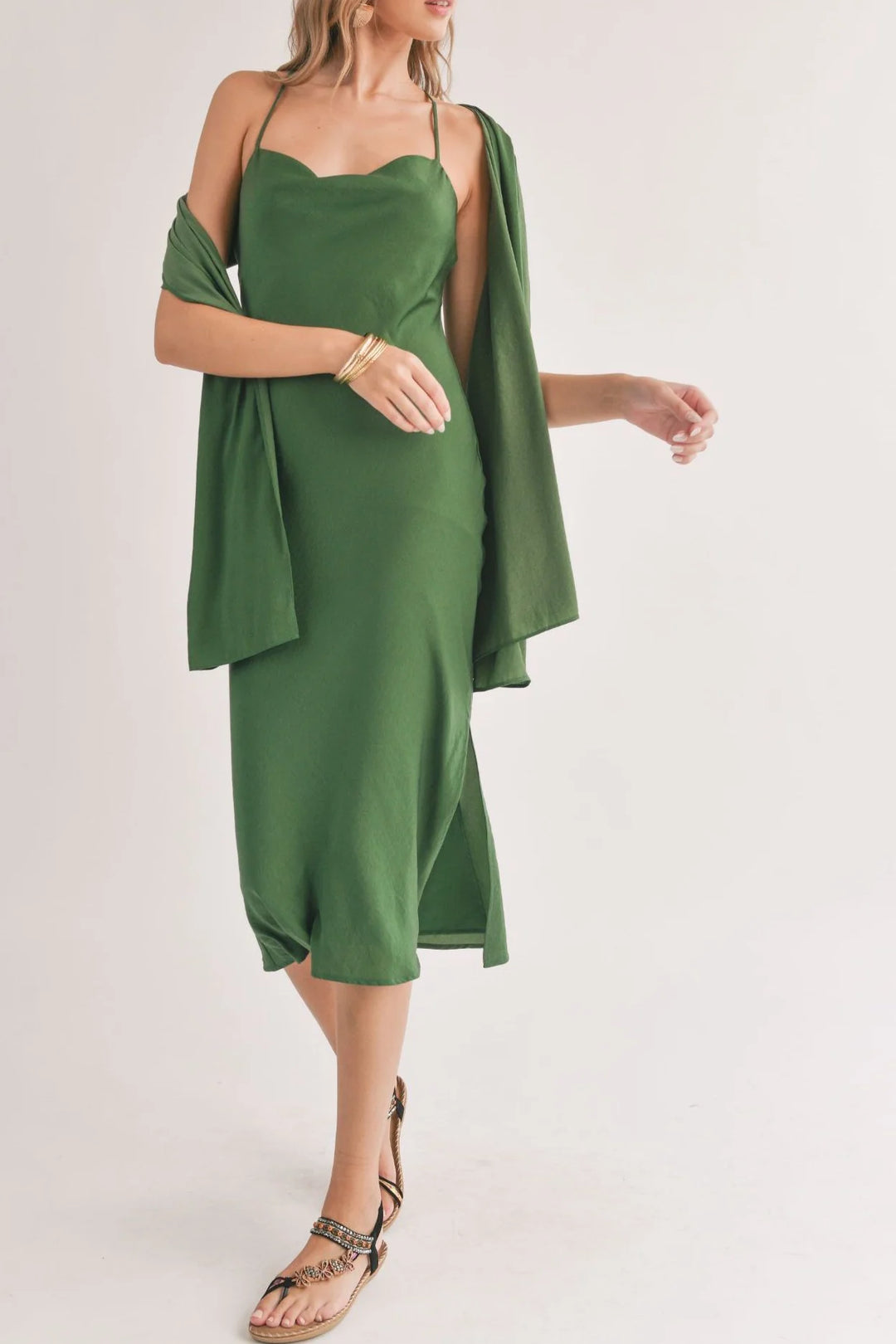 Mirage Midi Dress with Shawl