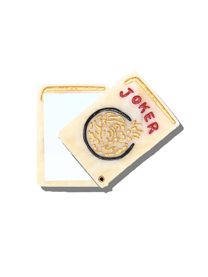 Hand-painted Joker Mahjong Compact Mirror | Eco-Friendly