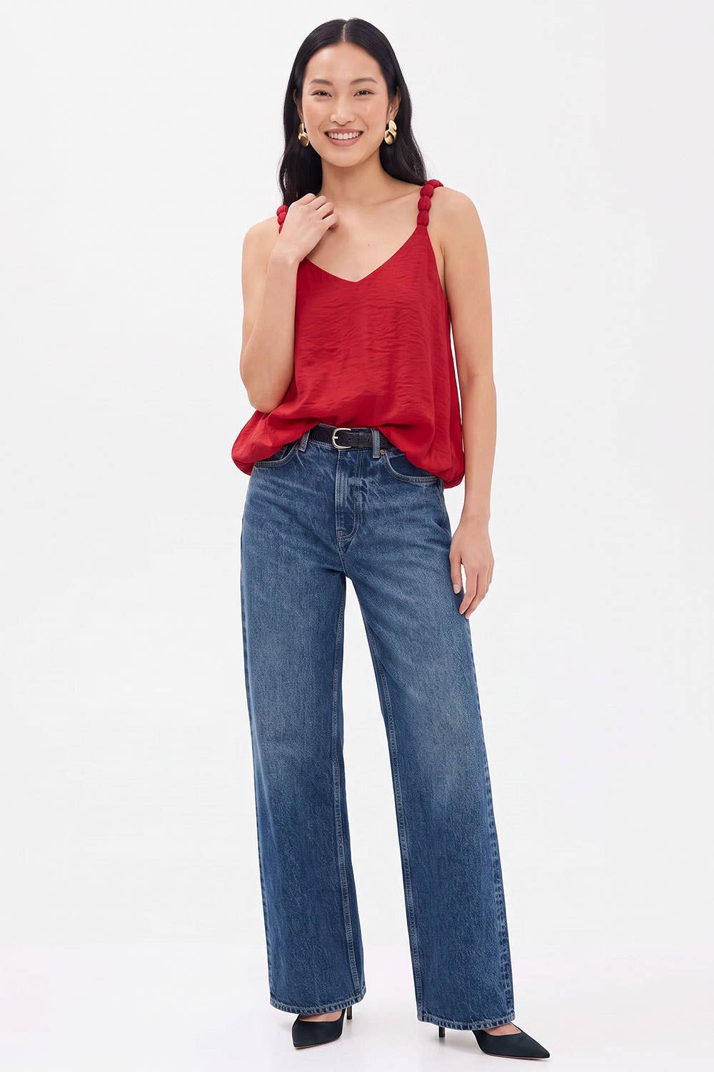 Billowy Strap Accent Tank Top