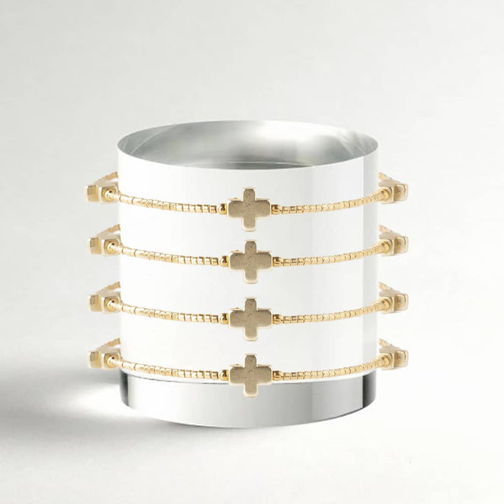 Lenny & Eva - Faithful Cross Bangle-Gold