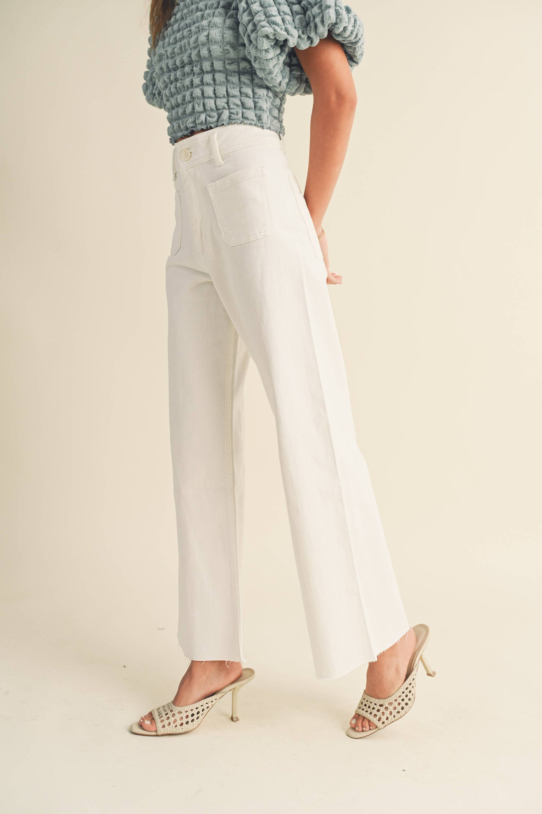 Straight Wide Leg Pants With Front Pocket