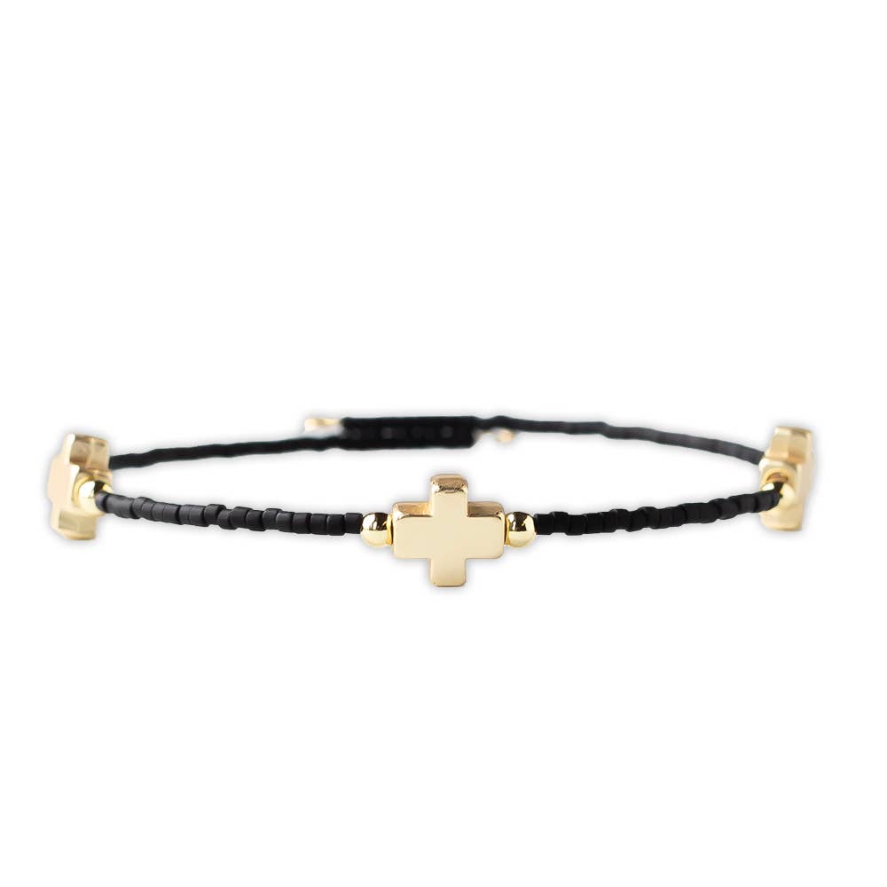 Lenny & Eva - Faithful Cross Bangle-Black