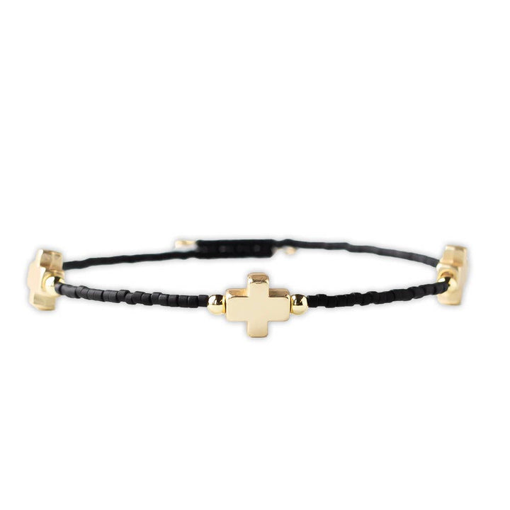 Lenny & Eva - Faithful Cross Bangle-Black
