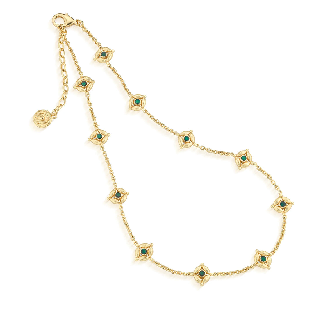 Mystic Eye Double Sided Necklace, 16"+2" - Blue Labradorite/Green Onyx