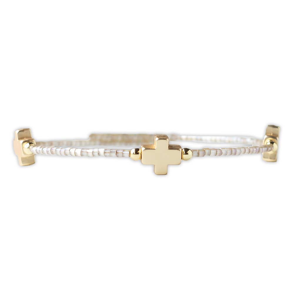 Lenny & Eva Faithful Cross Bangle-Smoky Quartz