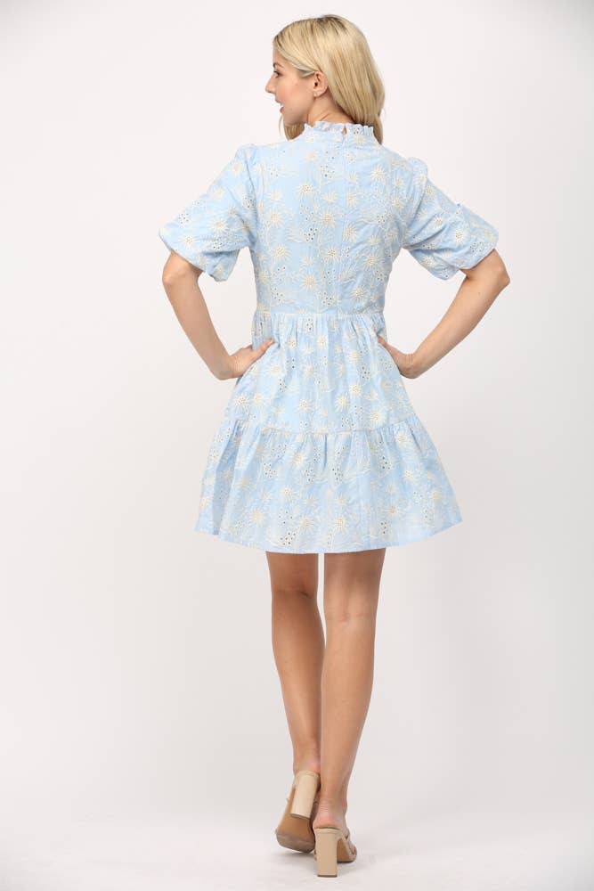 Broderie Short Puff Sleeve Dress