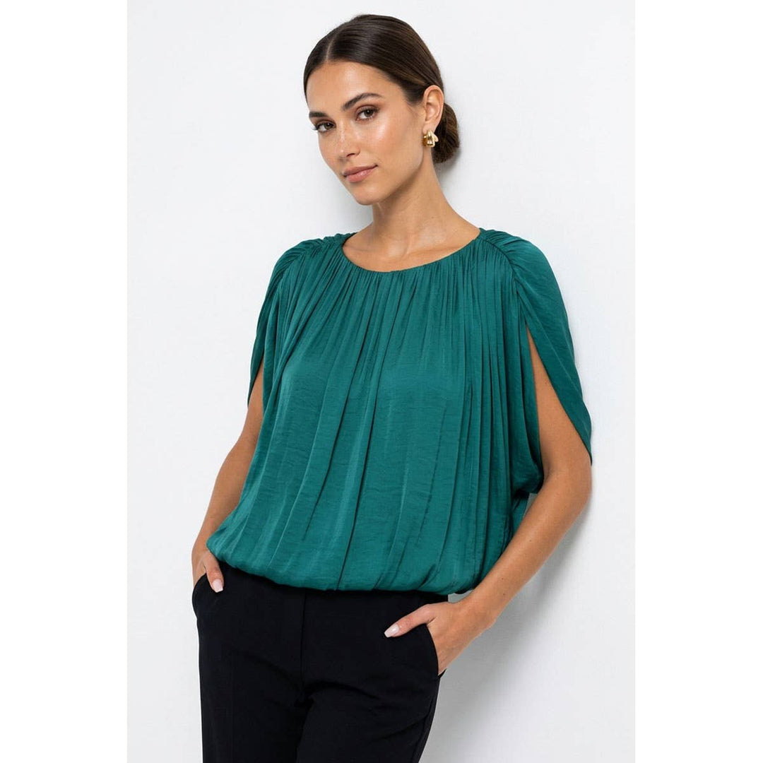 Grecian Drape Bubble Blouse