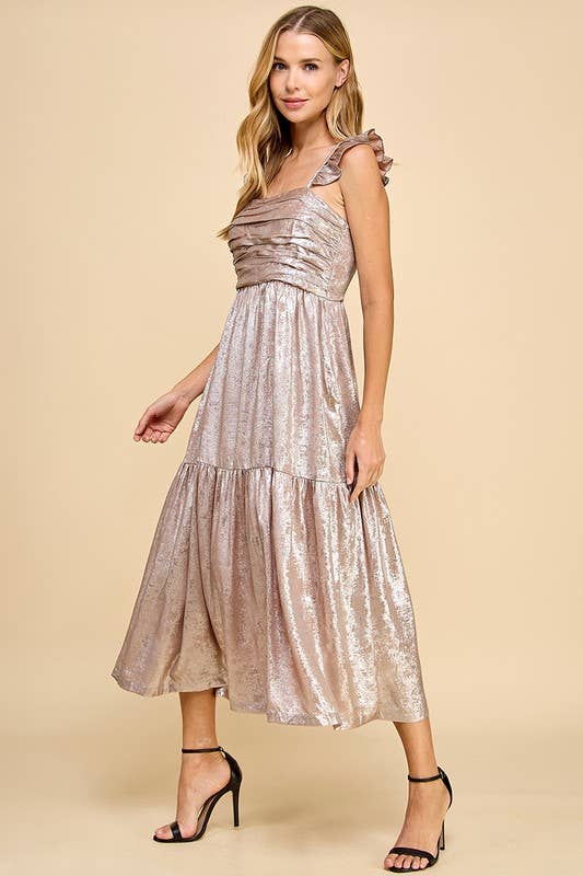 Metallic Ruched Detail Dress