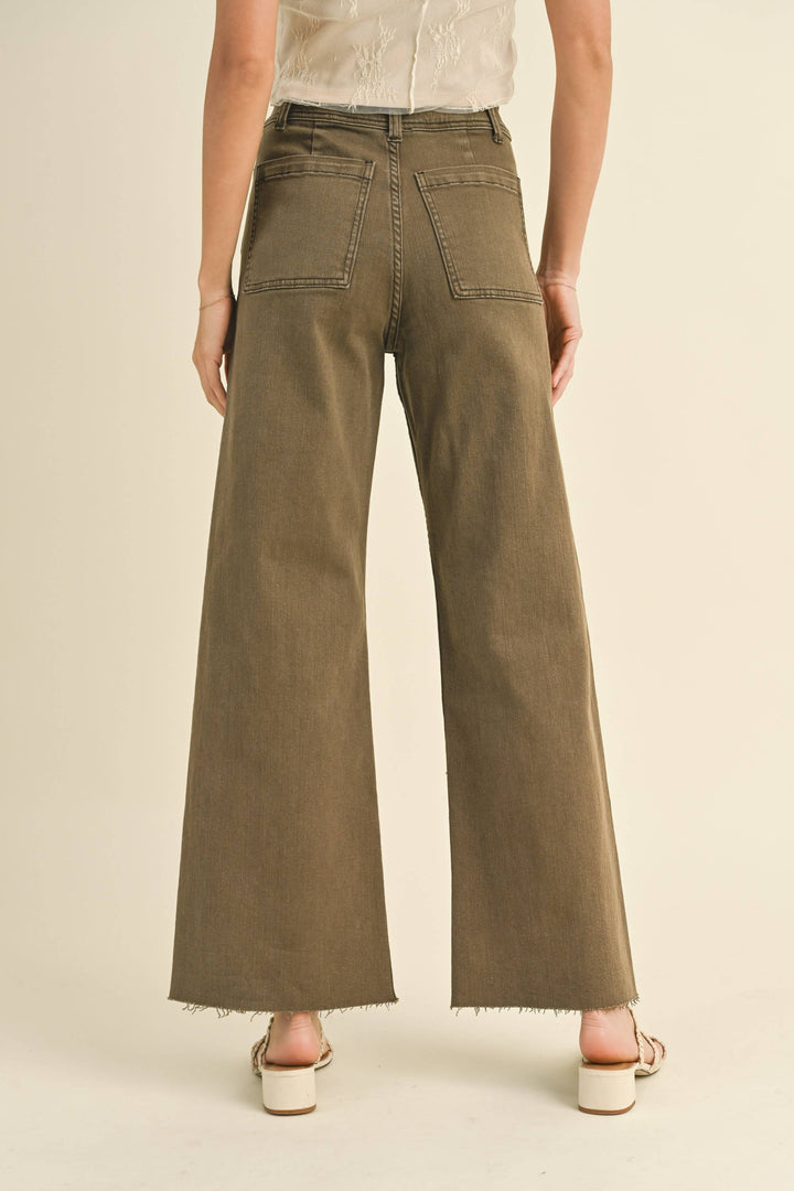 Straight Wide Leg Pants With Front Pocket