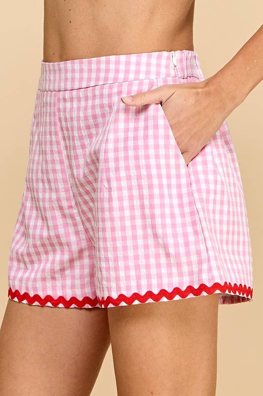 Gingham Shorts with Ricrac Trim