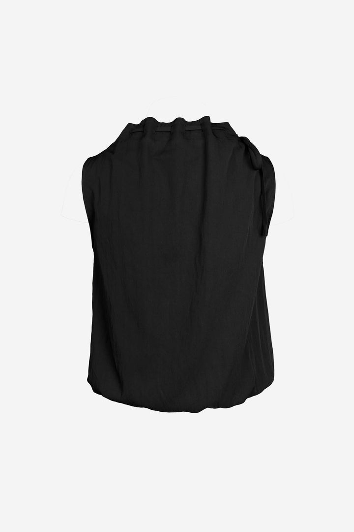 Cinched Mock Neck Sleeveless Top