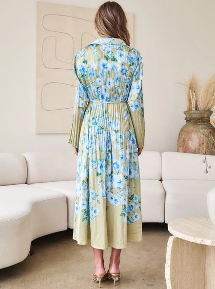 Floral Printed Button Down Midi Dress