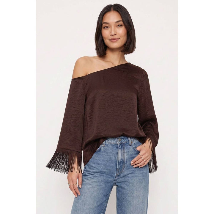 Fringe Sleeve Off Shoulder Fall Blouse