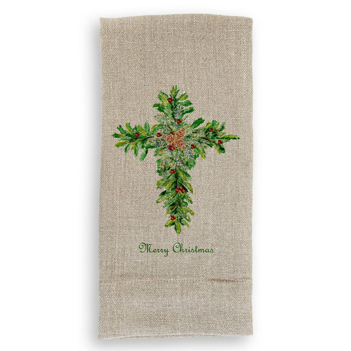 Christmas Cross with Red Berries Towel