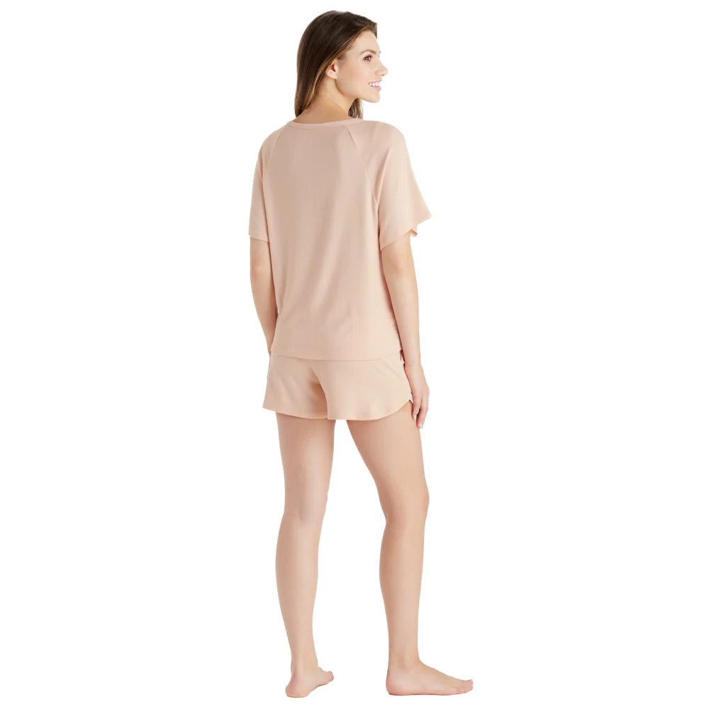 Dream Slouchy Tee Top with Shorts Lounge Set in Apricot