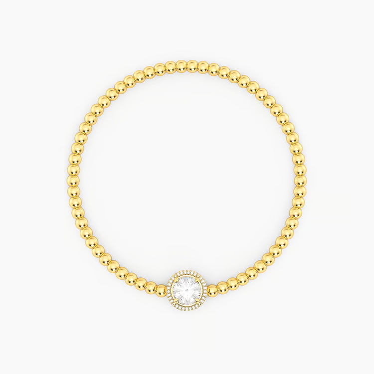 Gold Diamond Birthstone Beaded Bracelet