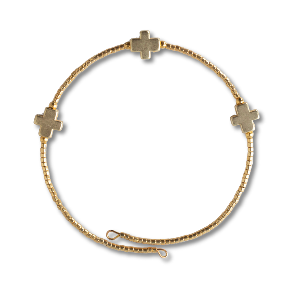 Lenny & Eva - Faithful Cross Bangle-Gold