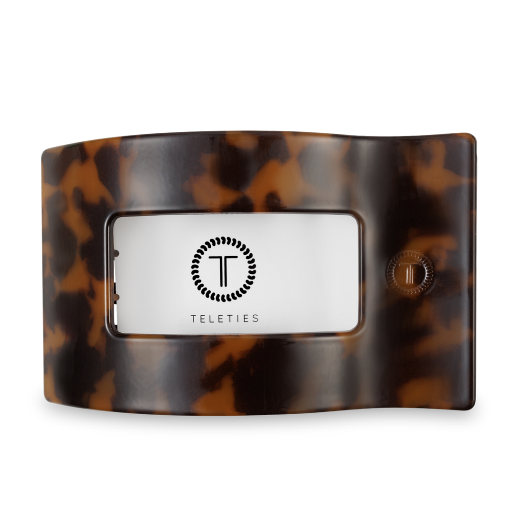TELETIES - Flat Rectangle Hair Clip | Large | Tortoise
