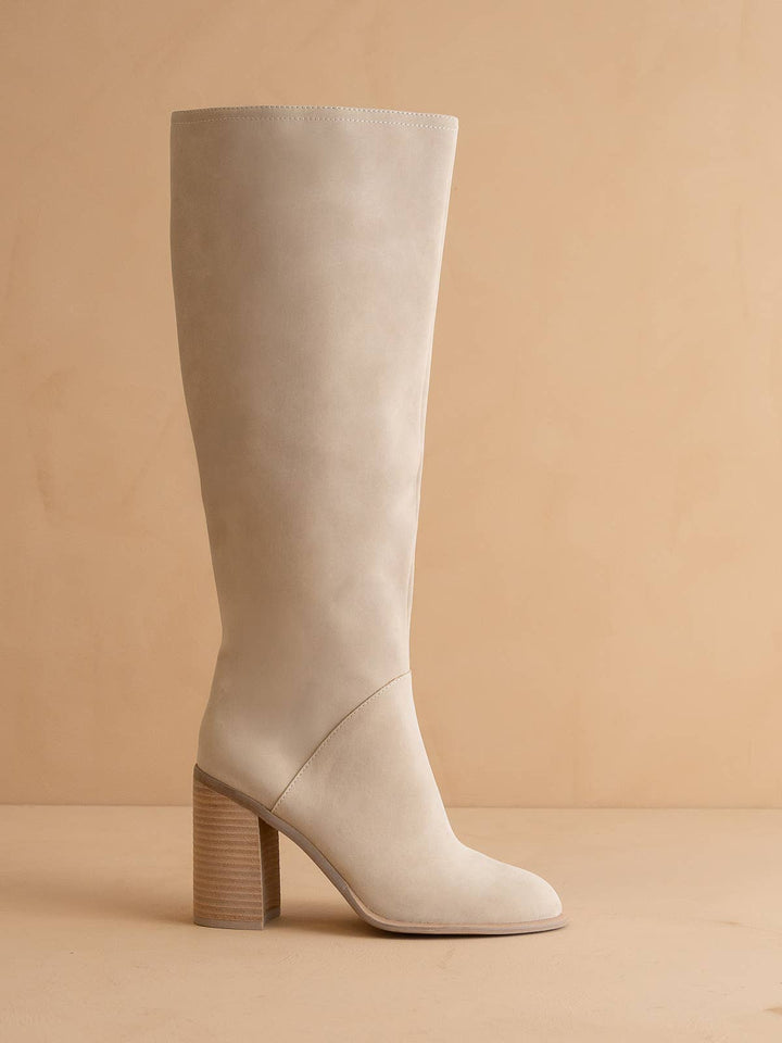 The Shiloh Light Grey | Knee High Block Heel Boot