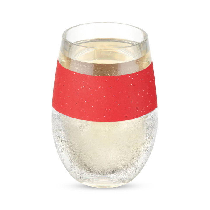 Wine FREEZE™ Cooling Cup with Cooling Gel in Red Glitter